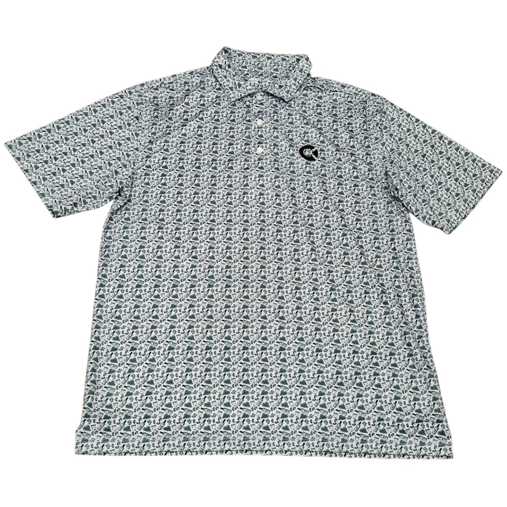 Onward Reserve Performance Polo Men's Large Cocktail Bourbon Drink Print Golf